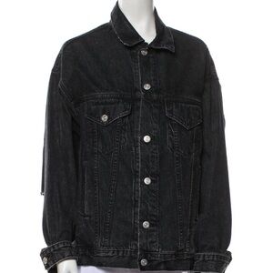 Adaptation Men’s Navy Blue Denim Jacket with Graphic on Back Size Large